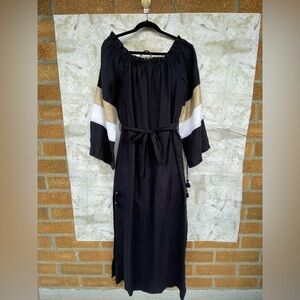 Ancient Kallos navy Linen Kaftan Dress - 100%
Handmade in Greece, Boho Maxi